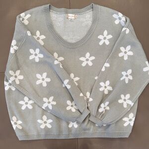 Floral Patterned sage green sweater